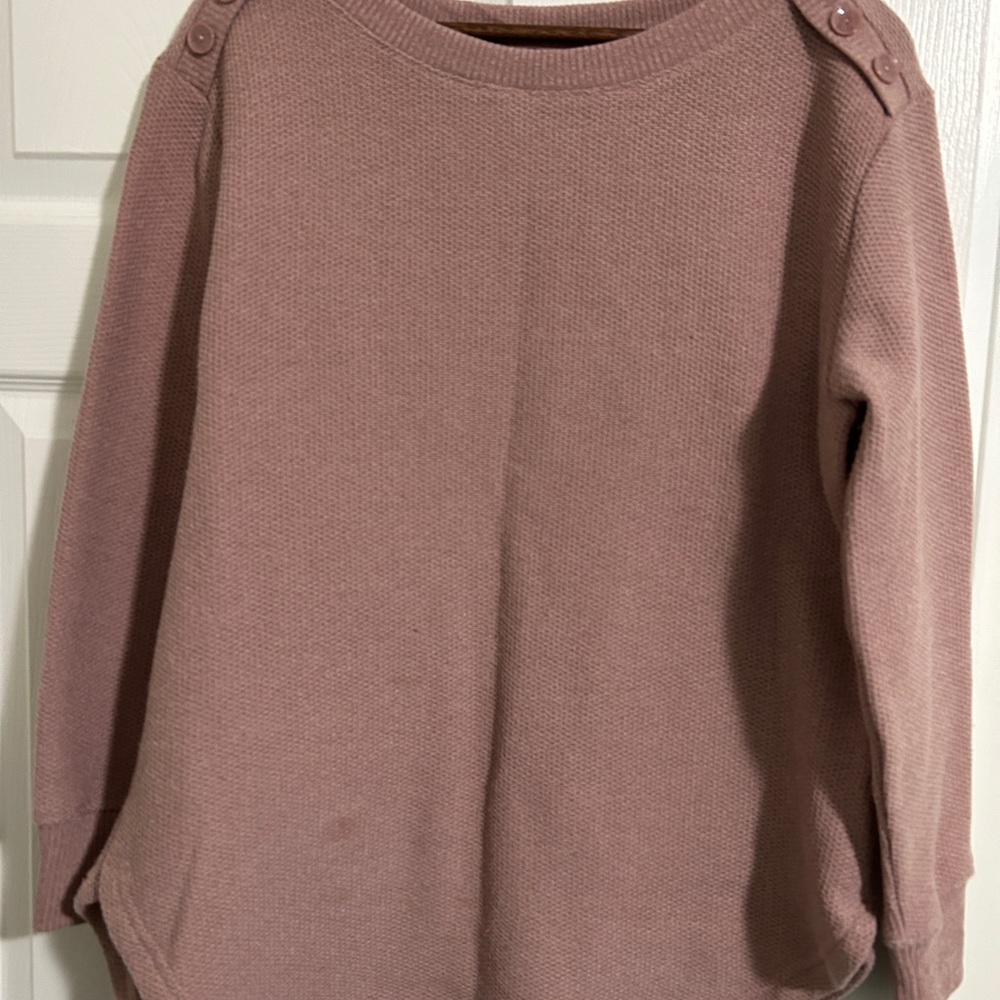 Pink Button-Shoulder Sweater